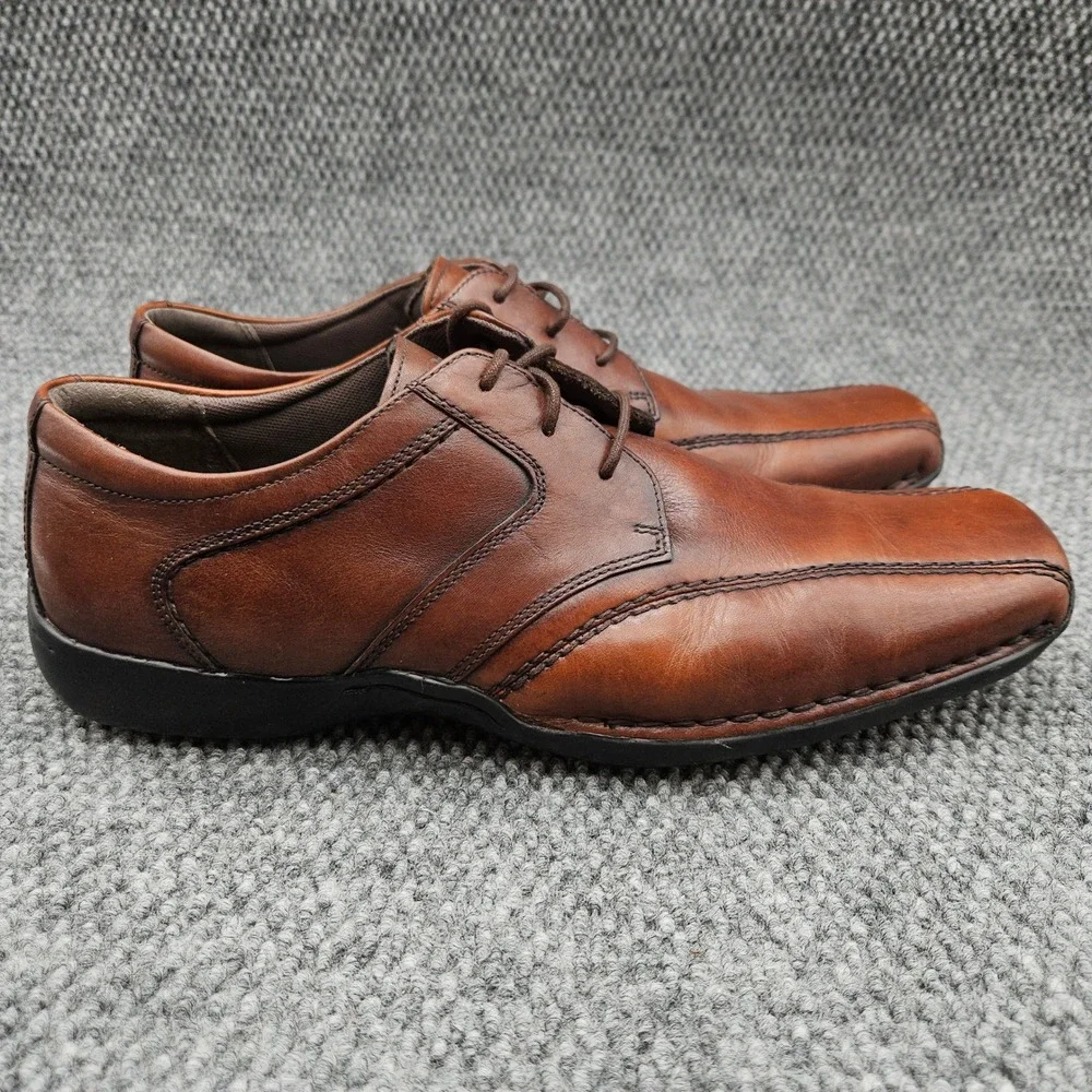 Clarks (Men's 12 M) Brown Leather Oxford Dress Shoes Square Toe Business Casual